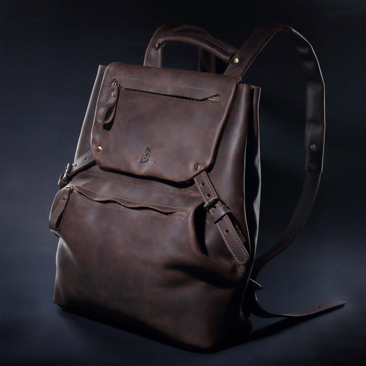 Leather backpack Trip Brandy