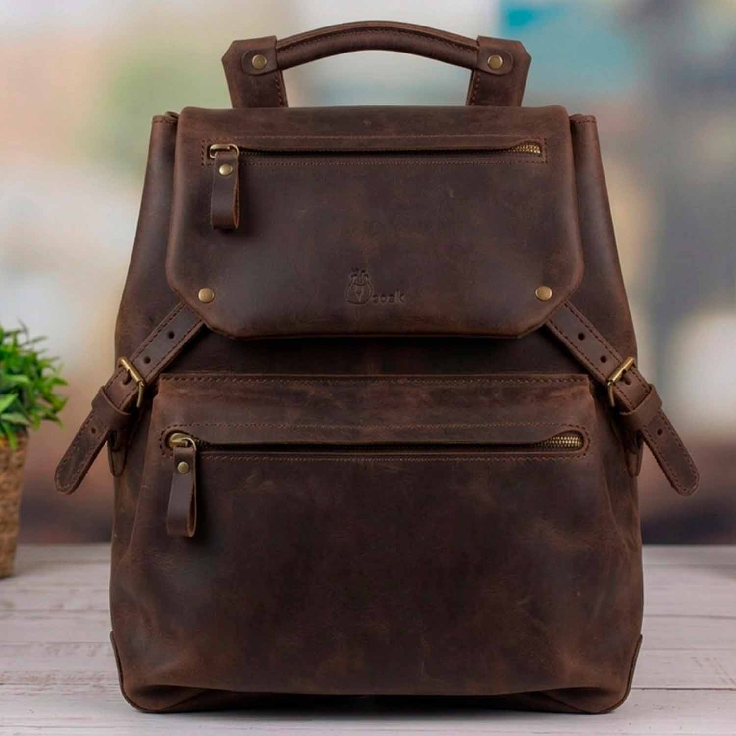 Leather backpack Trip Onyx