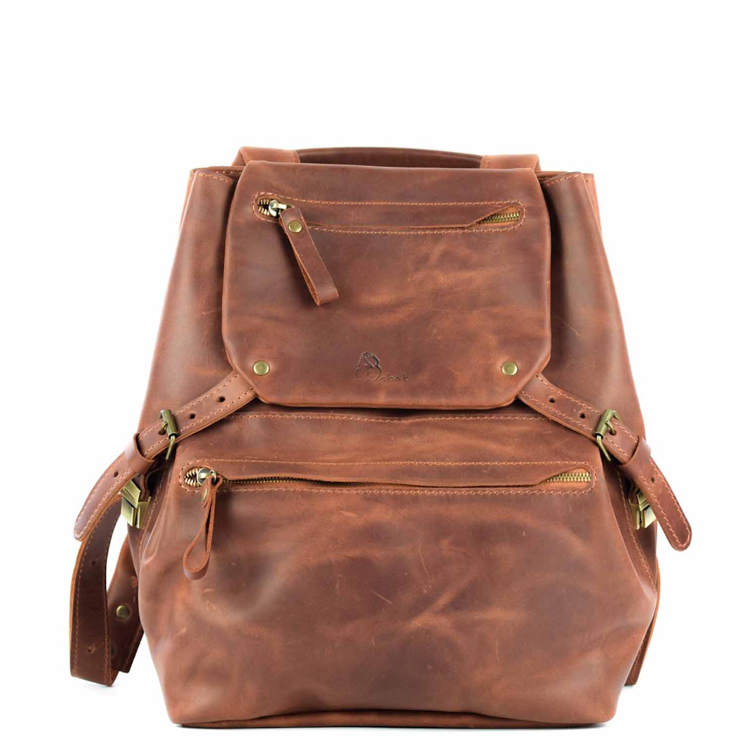 Leather backpack Trip Brandy