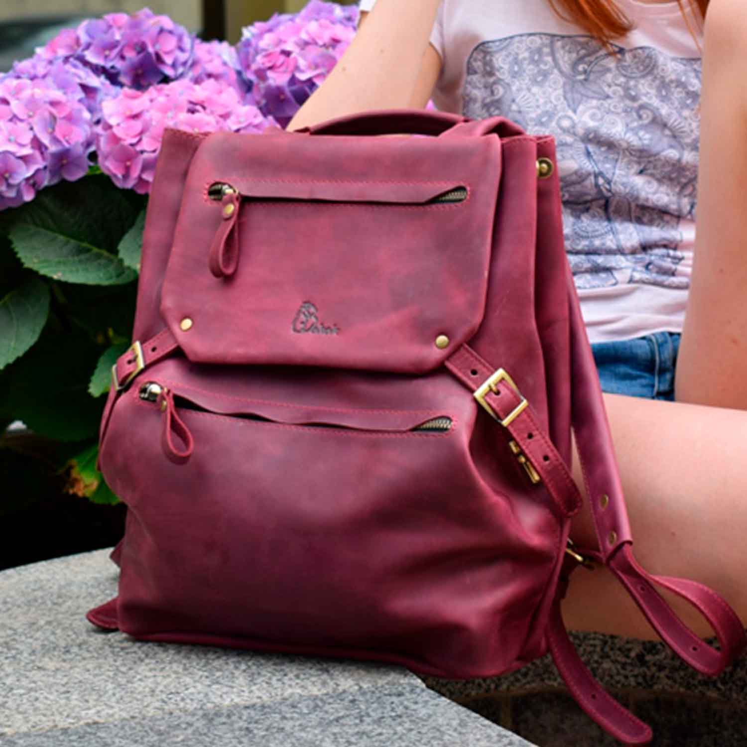 Leather backpack Trip Brandy