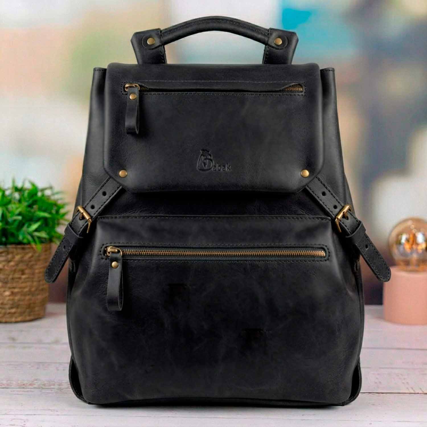 Leather backpack Trip Onyx