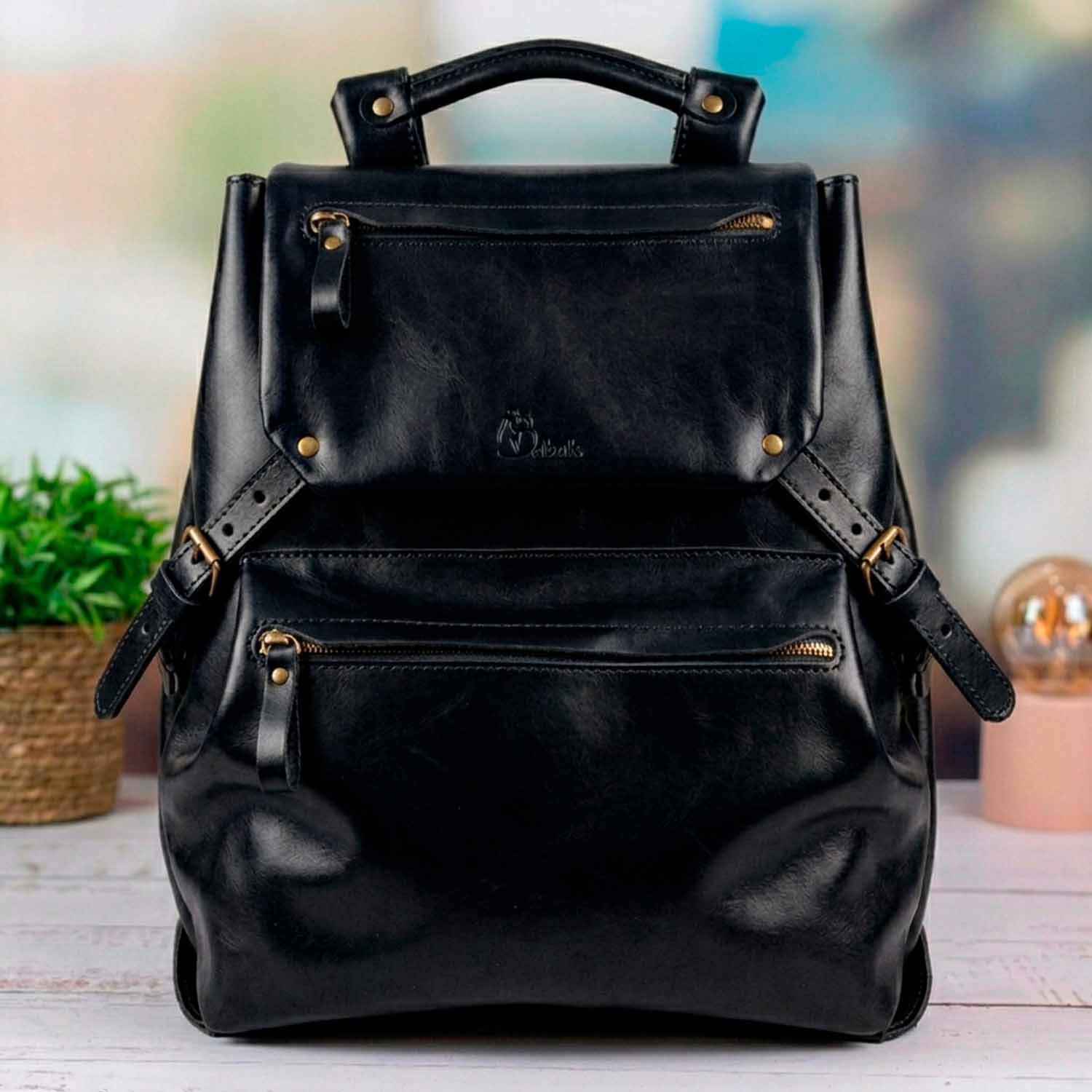 Leather backpack Trip Onyx