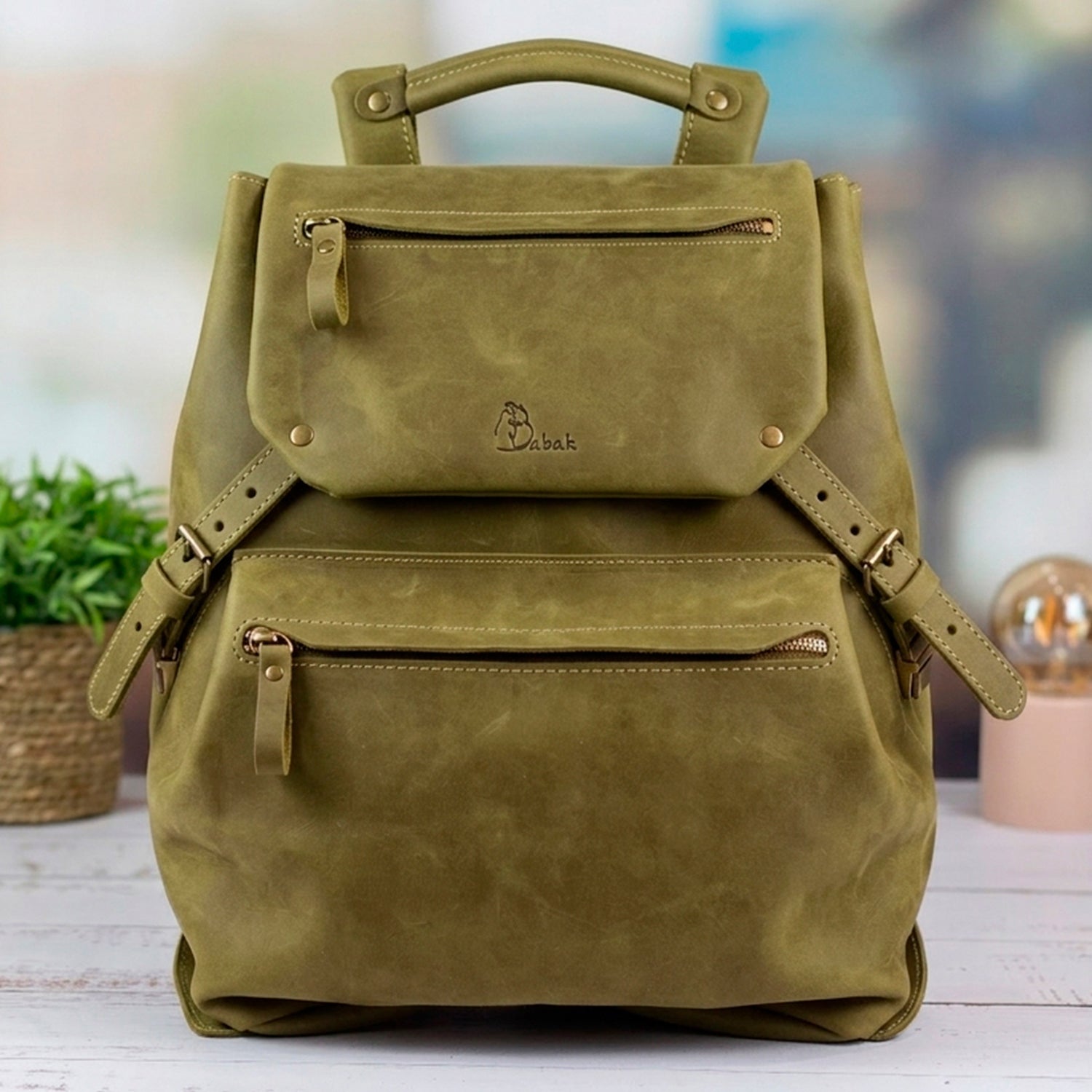 Leather backpack Trip Brandy