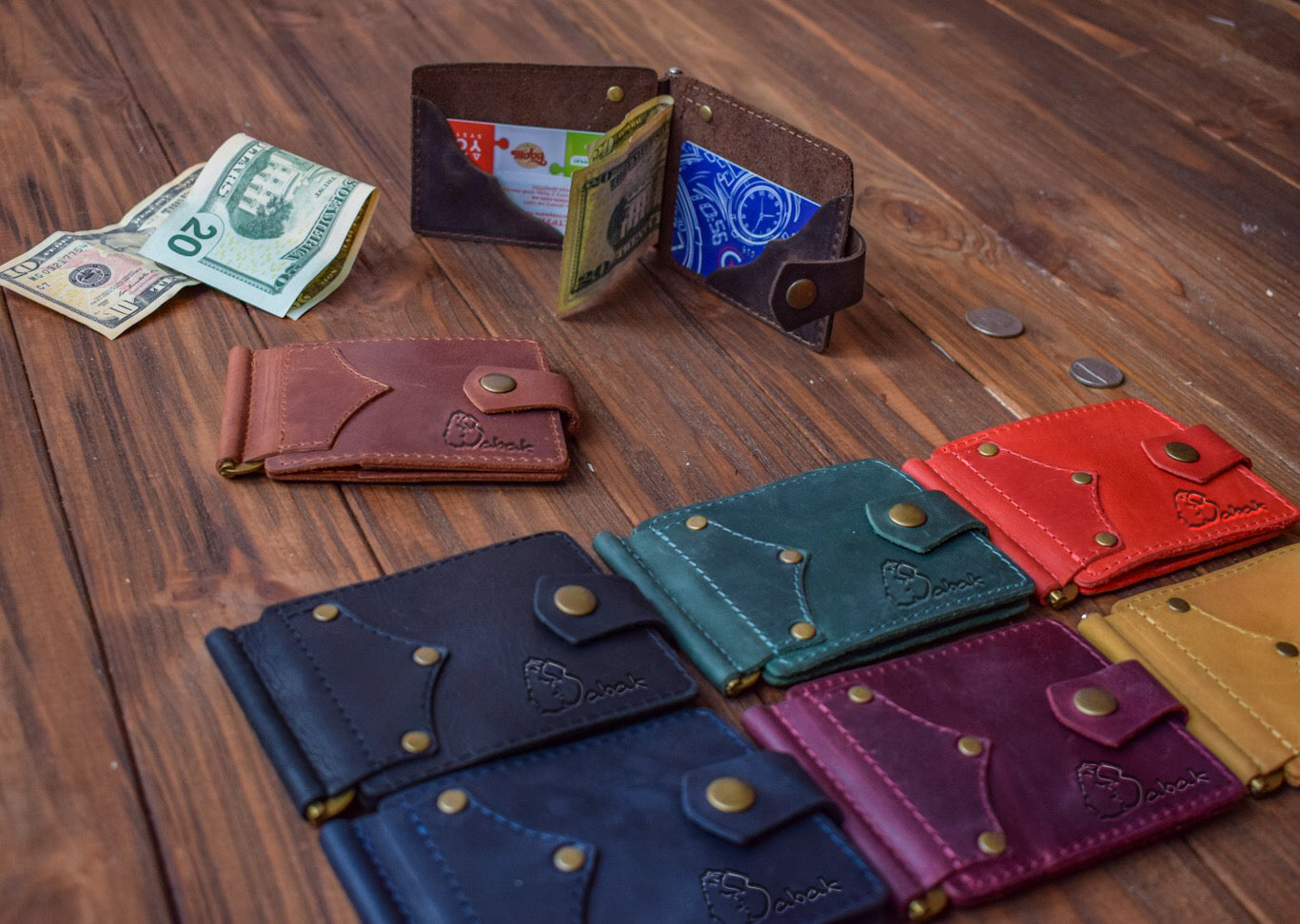 Leather money clip