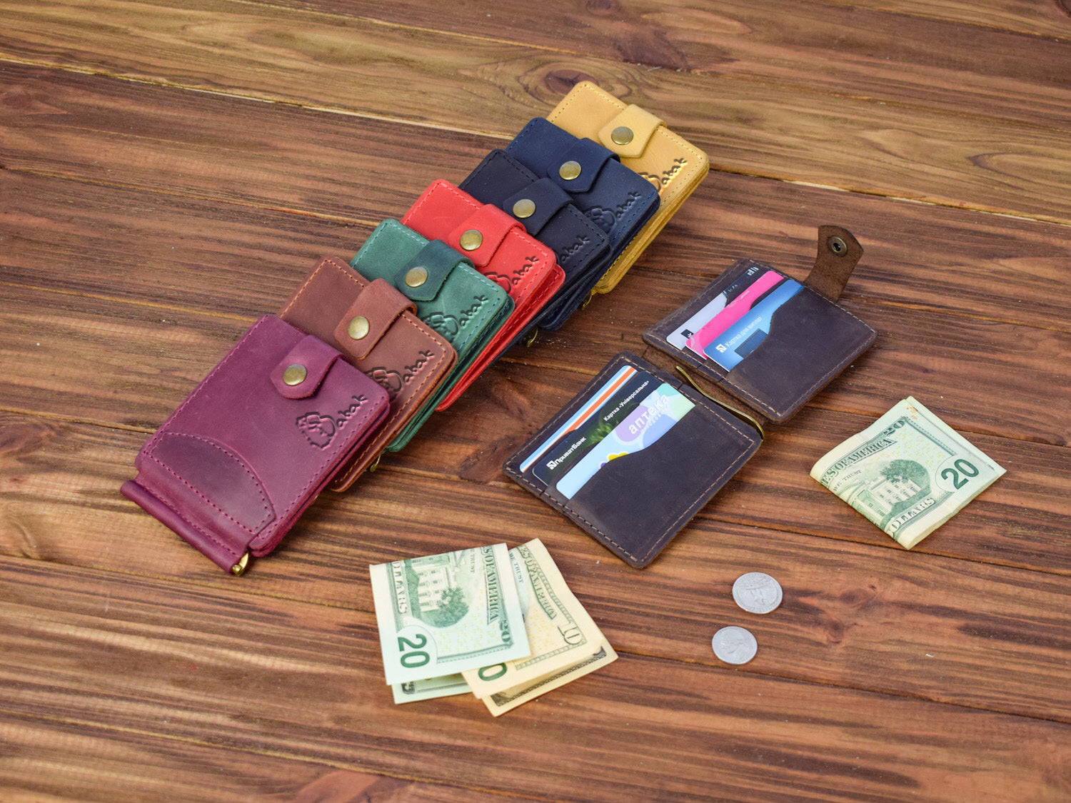Leather money clip