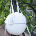Round White-shine leather bag