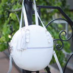 Round White-shine leather bag