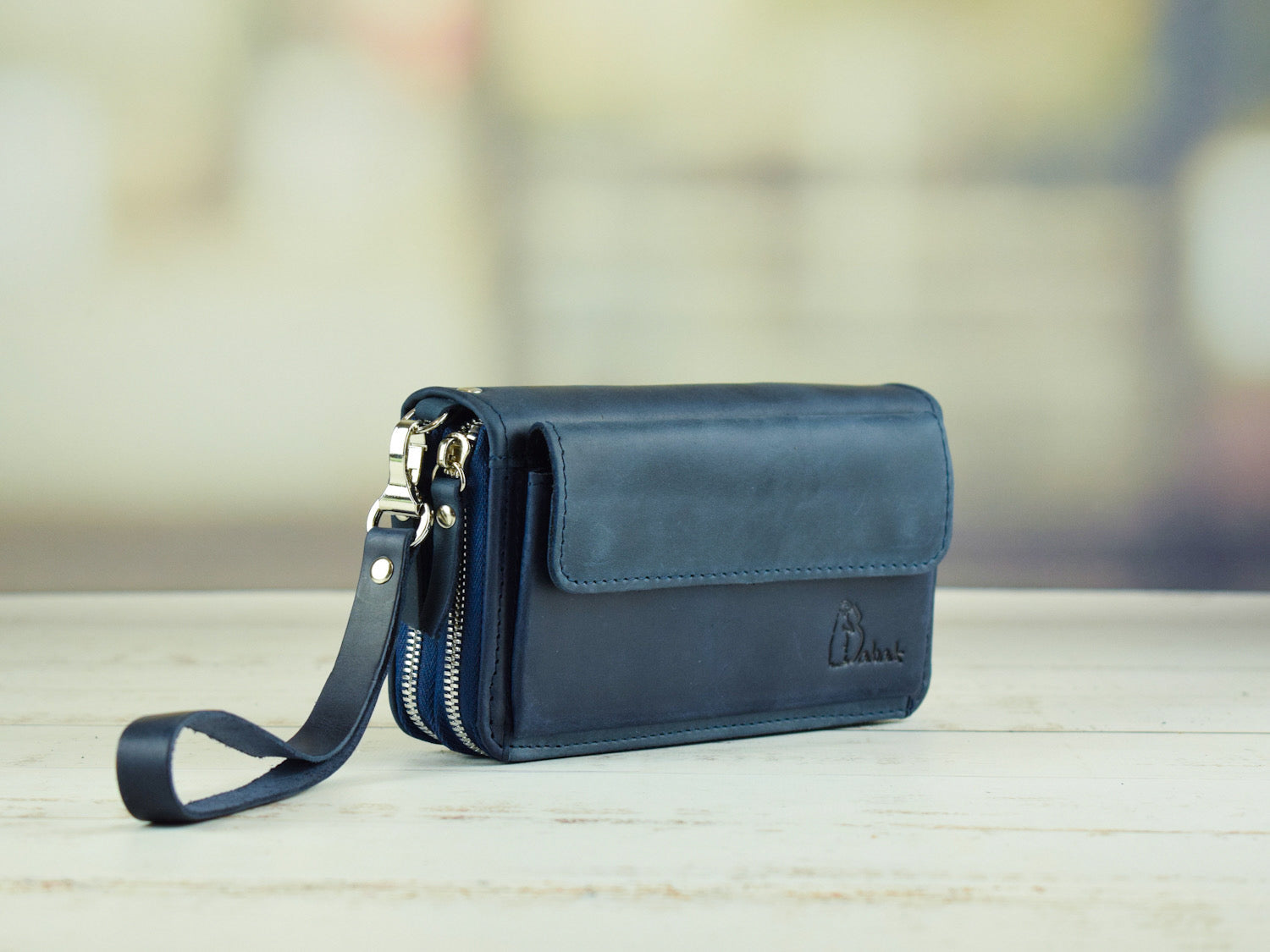 Leather wallet Blue