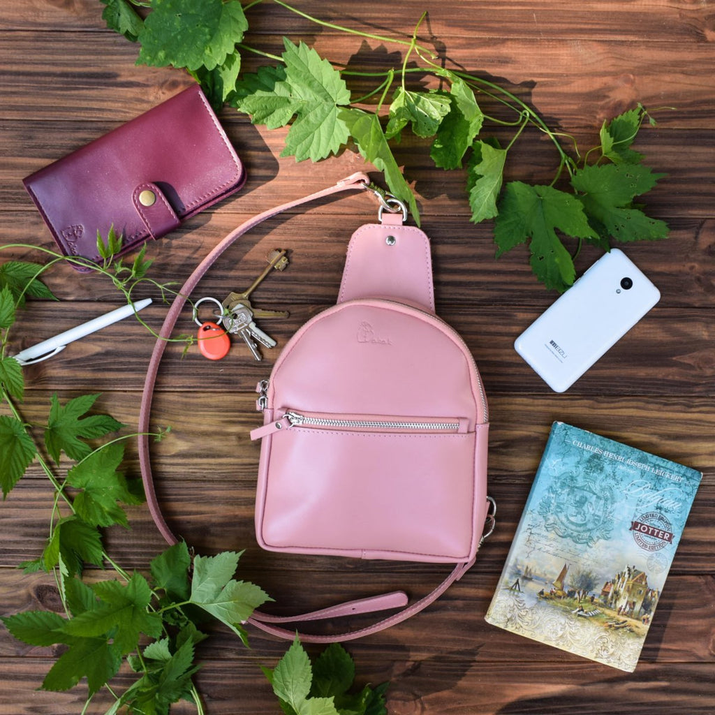 Leather Sling-Bag Backpack Pink