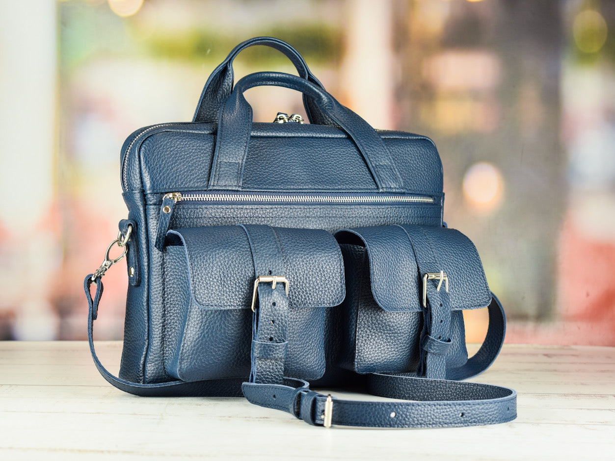 Leather bag Professor Blue-shine