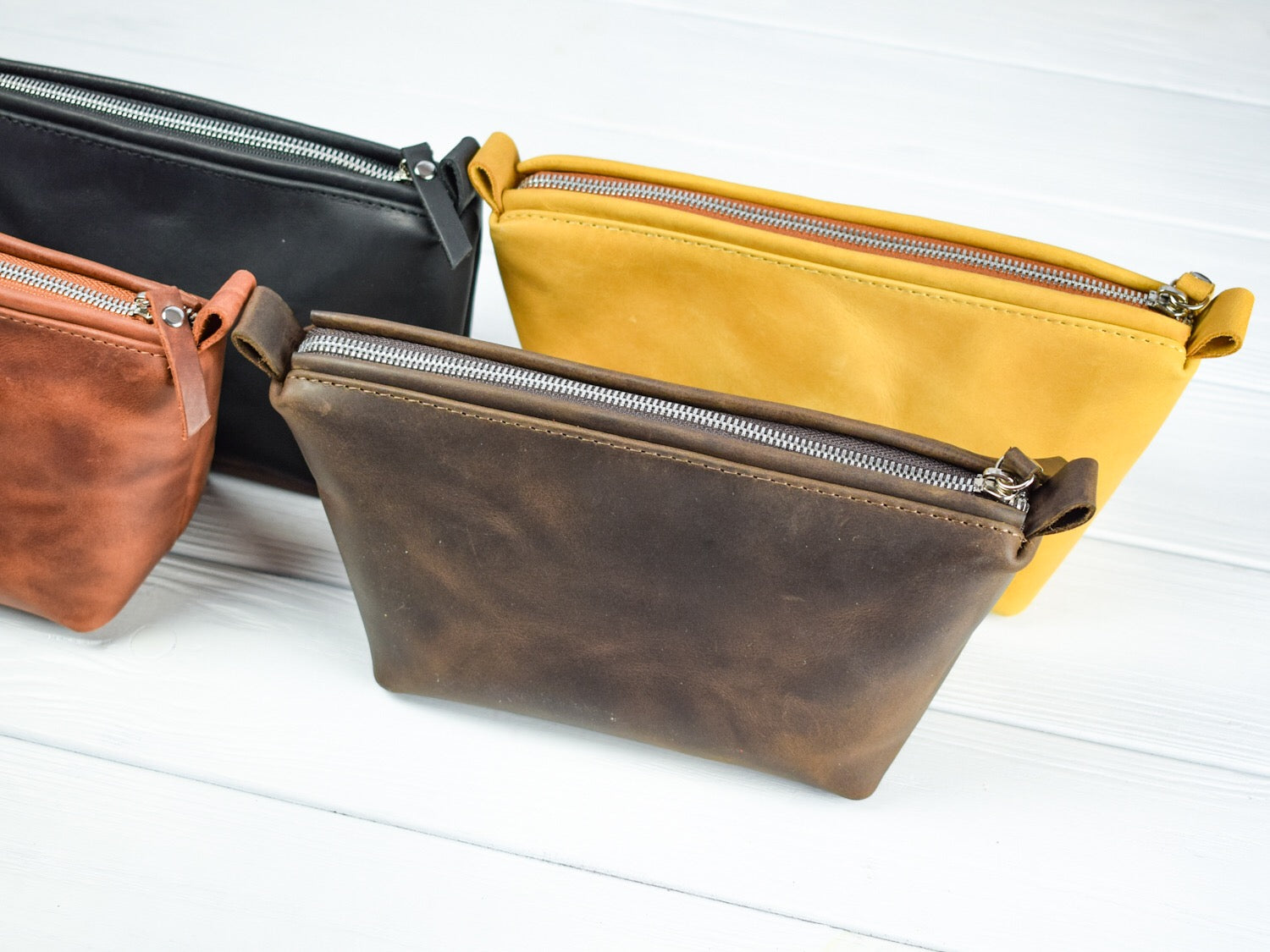 Leather cosmetic bag