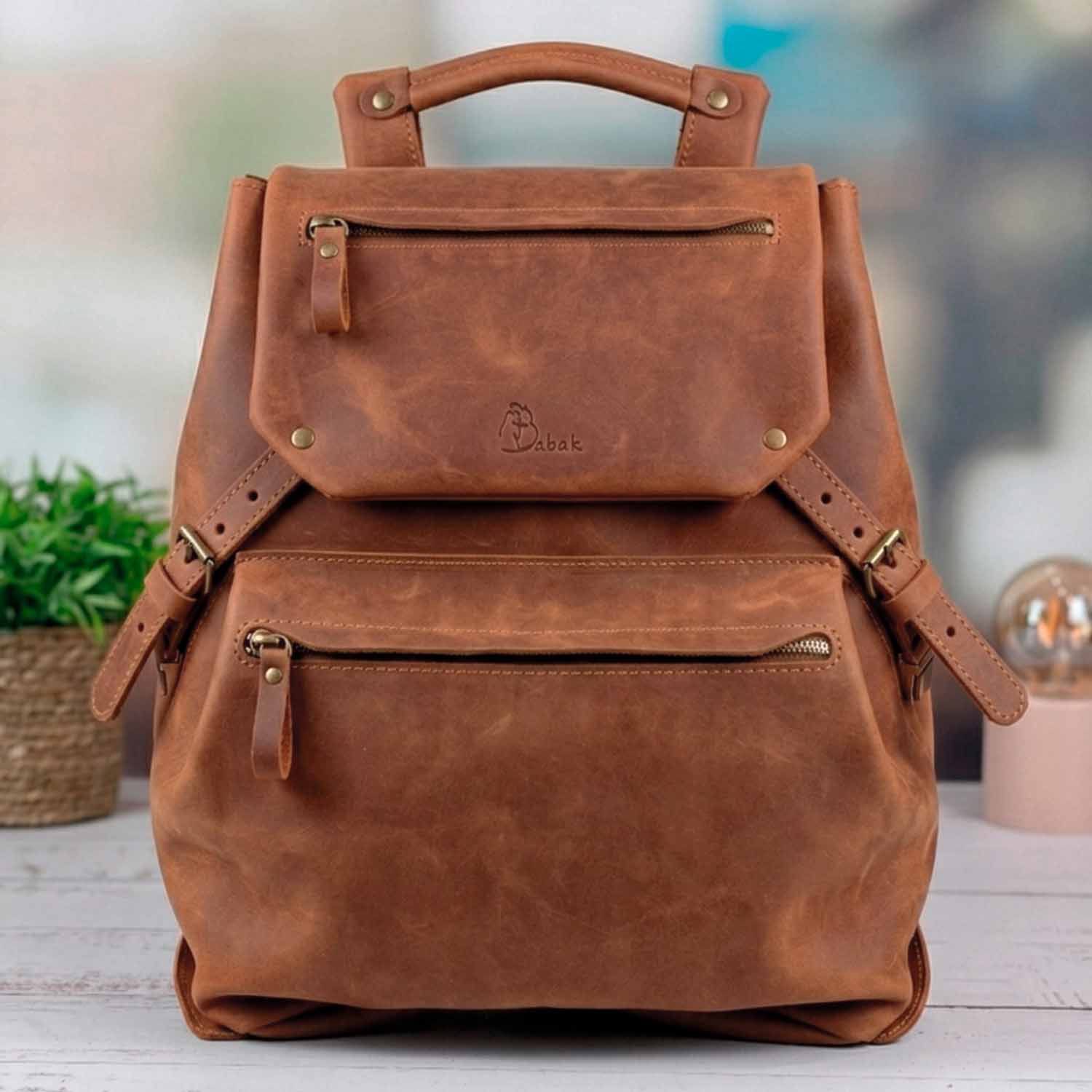 Leather backpack Trip Onyx