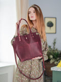 Leather Tote Bag Marsala "S"