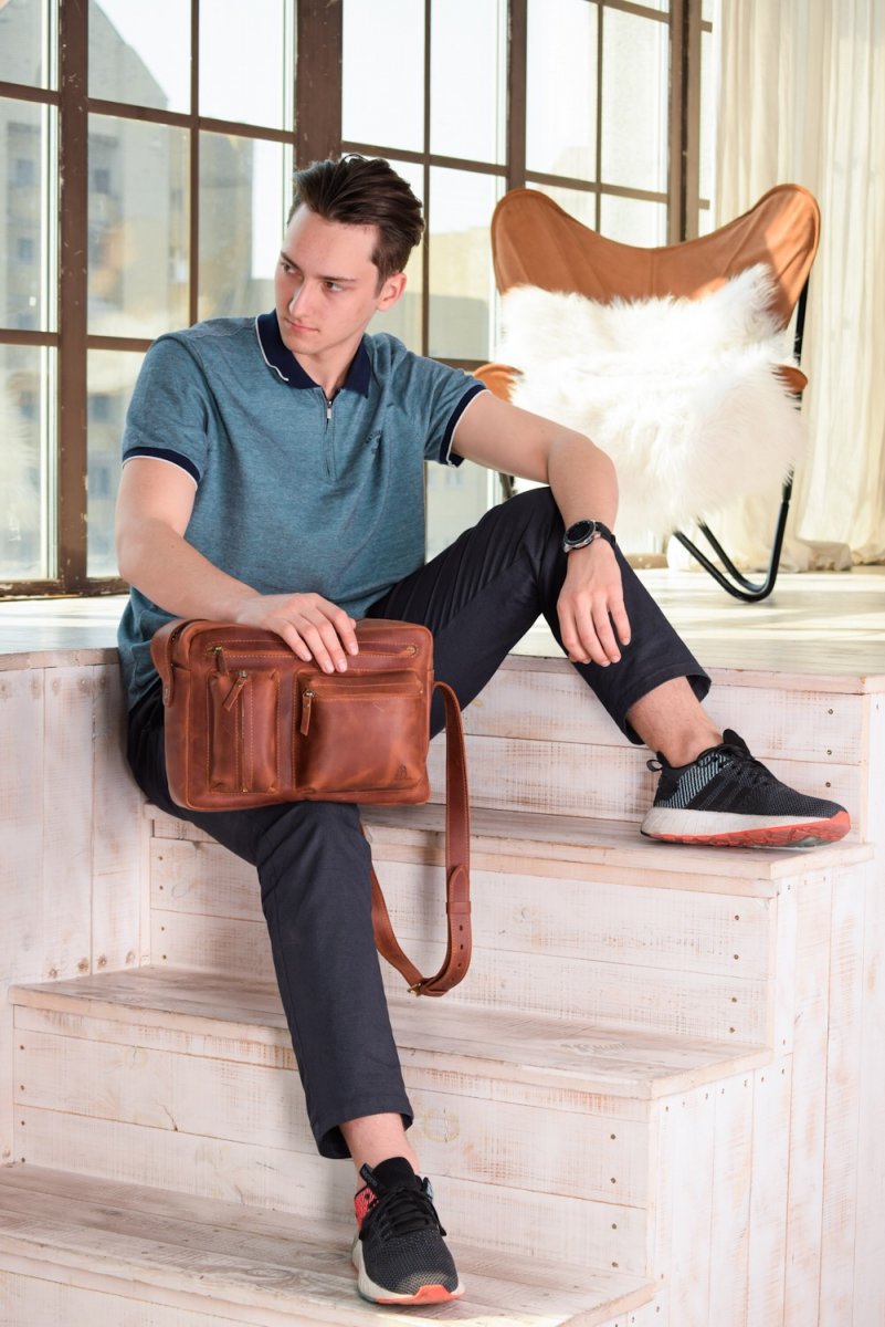 Leather bag City Cognac