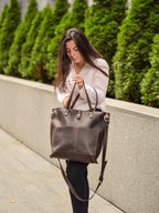 Leather Tote Bag Brown