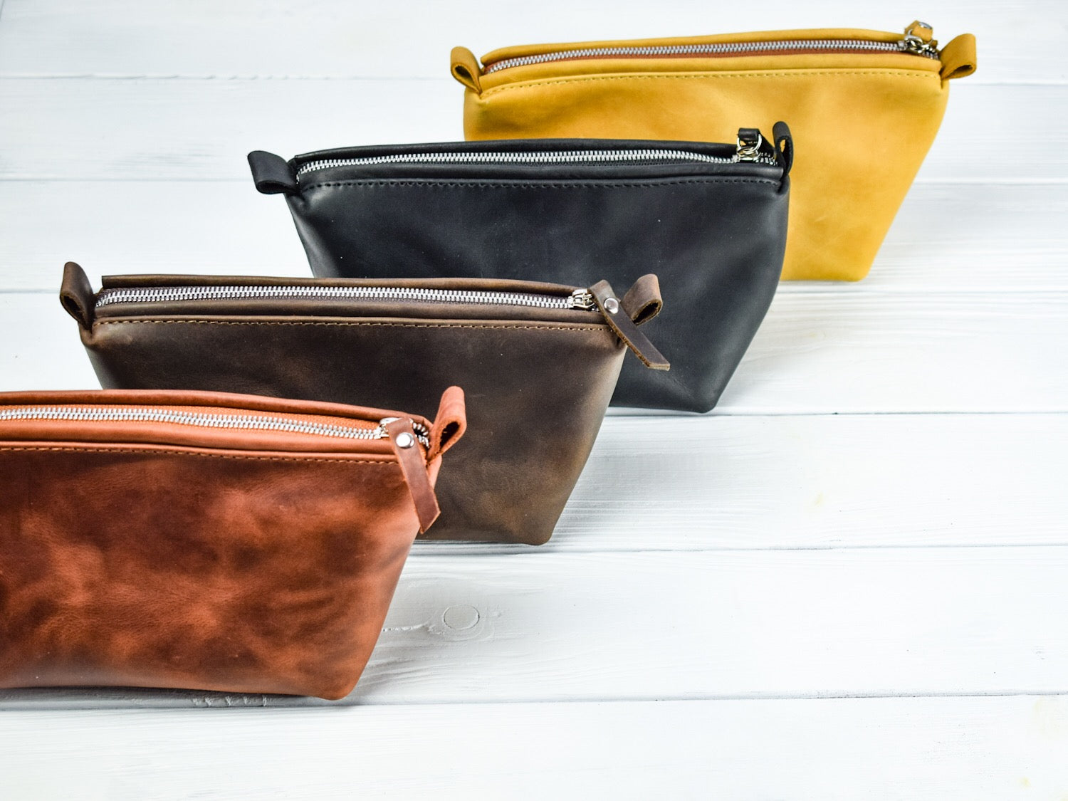 Leather cosmetic bag