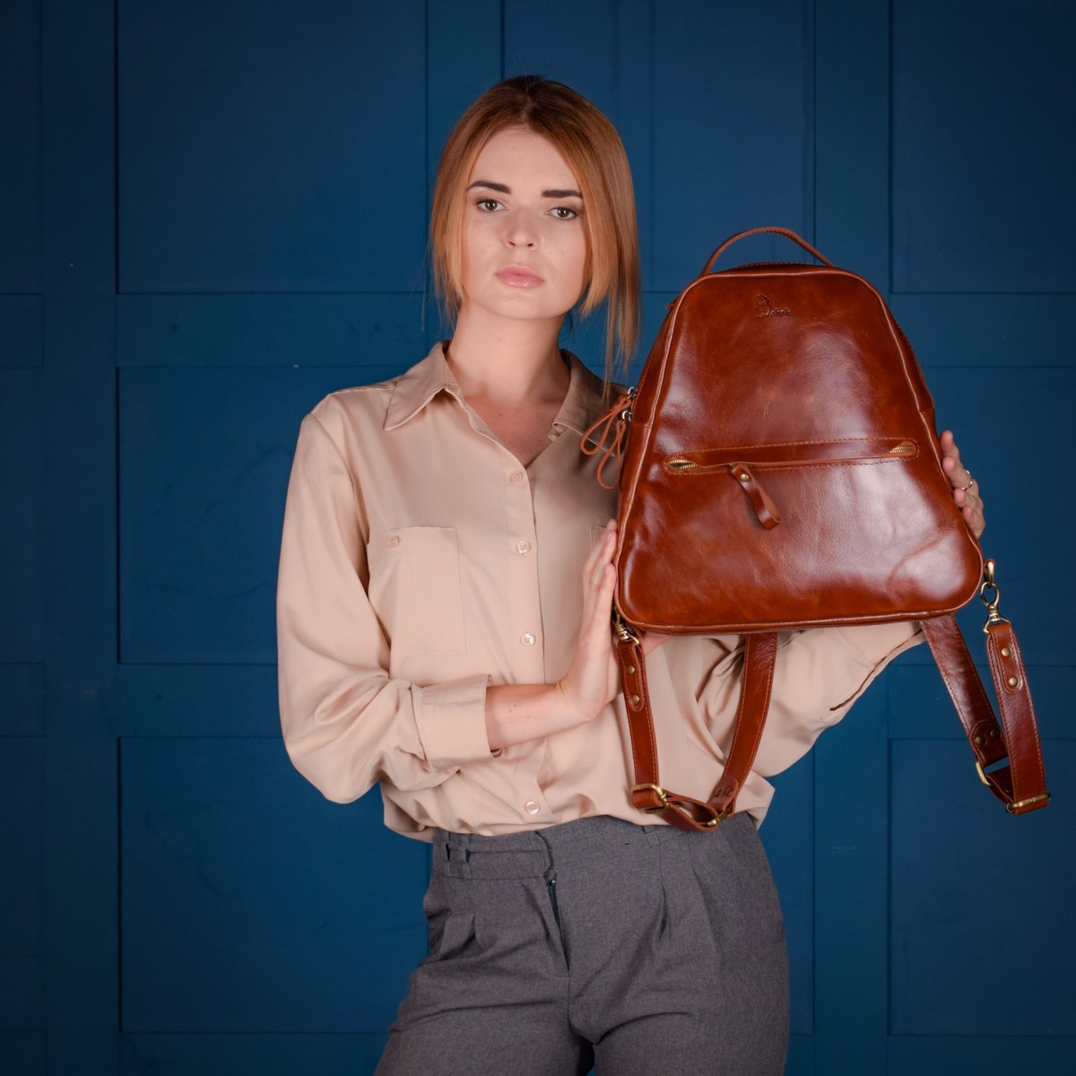 Trian Brandy leather backpack