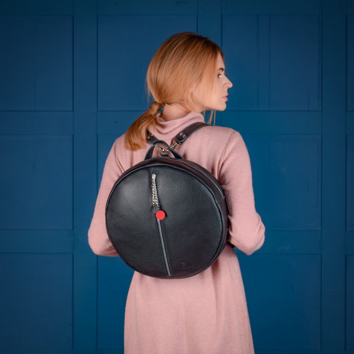 Leather backpack Orion Black-shine