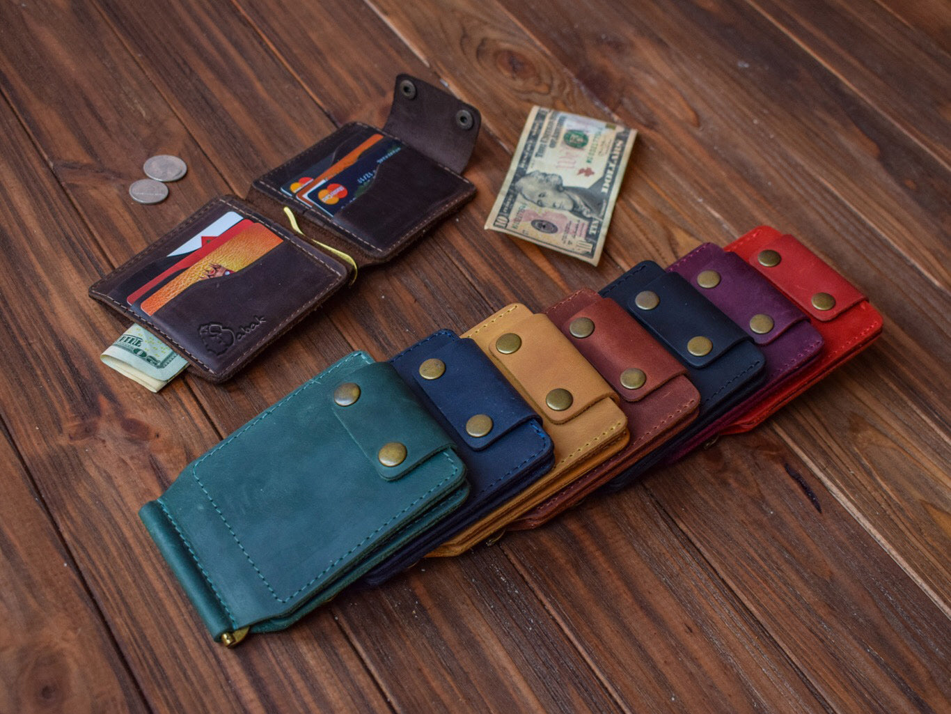 Leather money clip