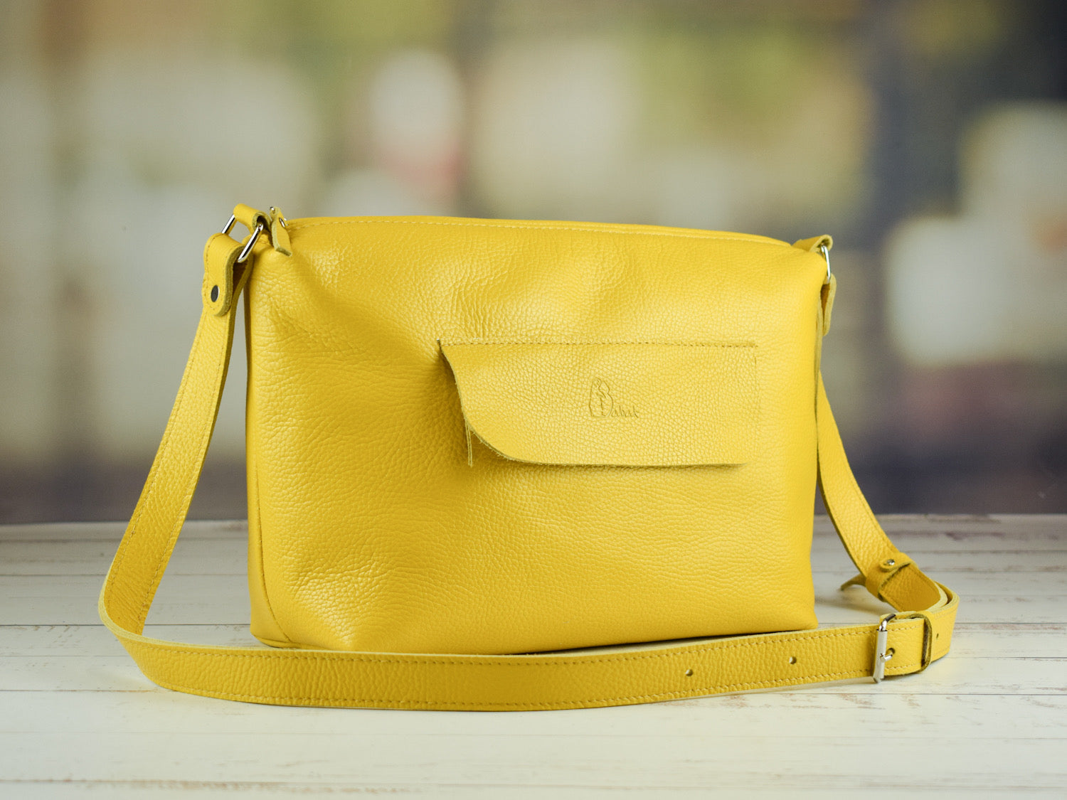 Leather bag Cardamon Yellow-shine