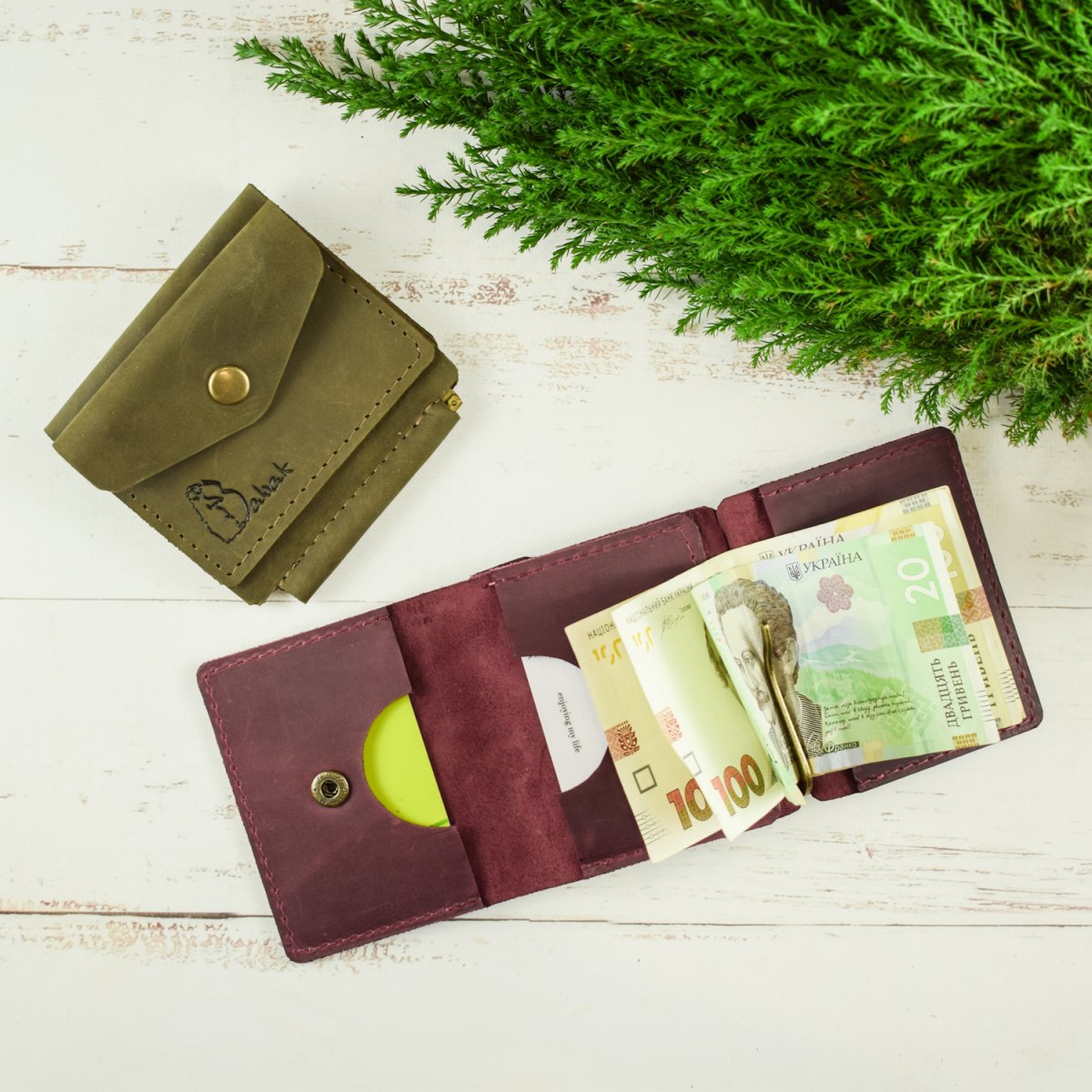 Leather money clip