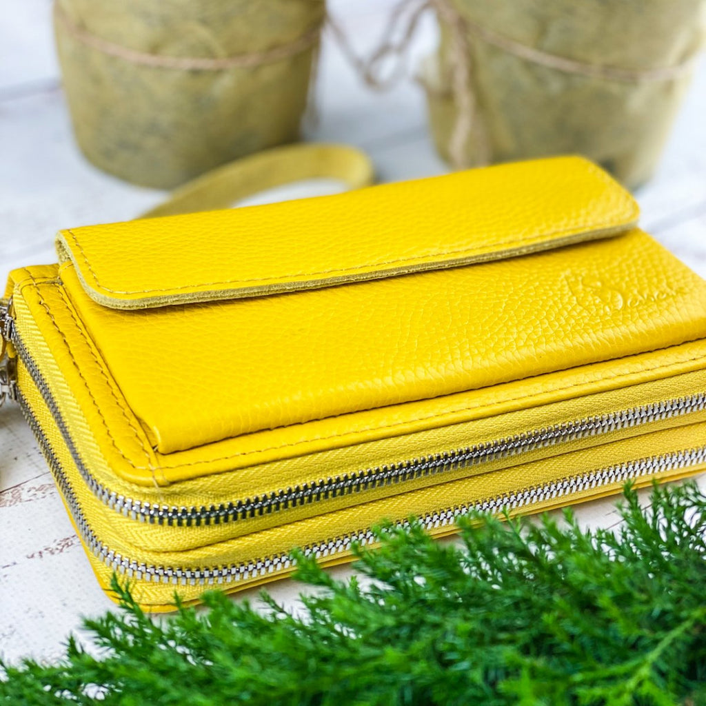 Leather wallet Yellow-shine