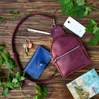Leather backpack Sling-Bag Marsala