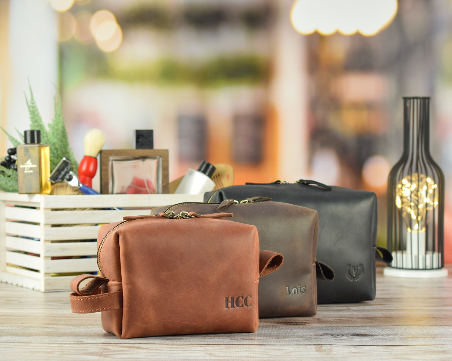 Vertical cosmetic bag in three sizes