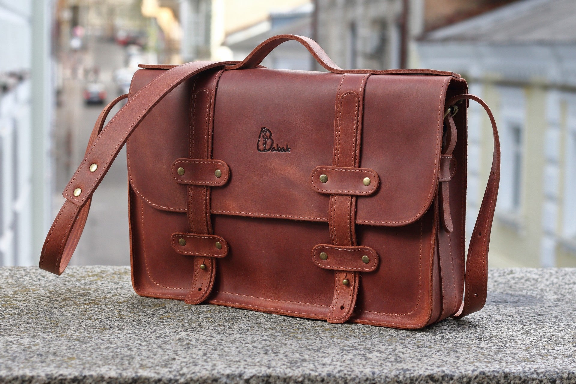 Folio Cognac Leather Briefcase