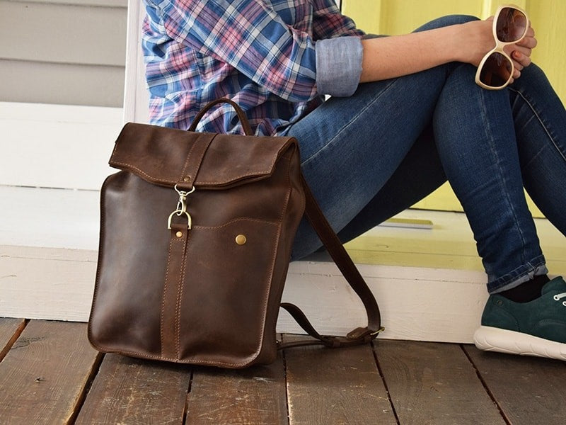Leather backpack Carbine Brown