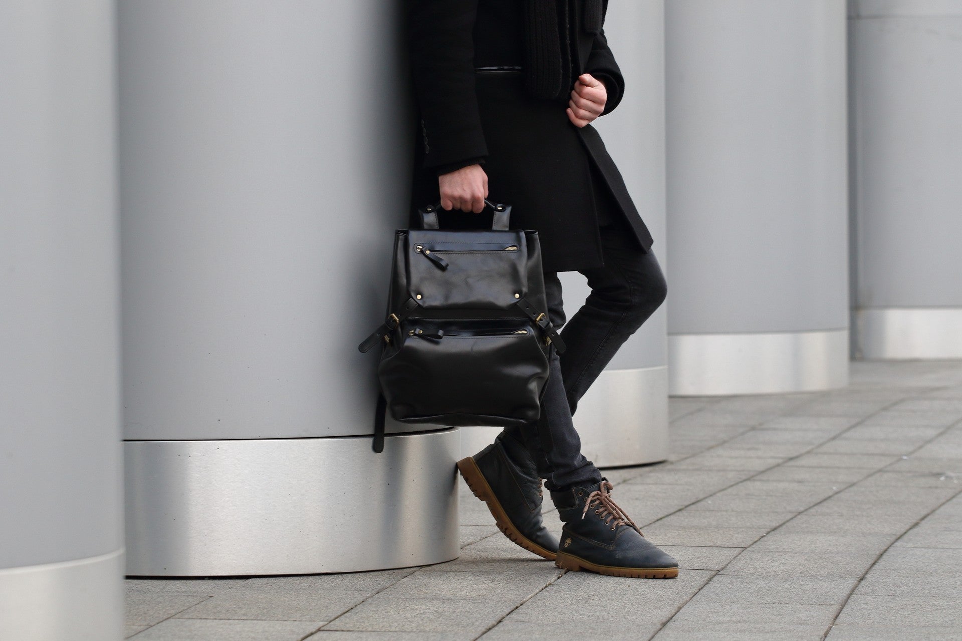 Leather backpack Trip Onyx