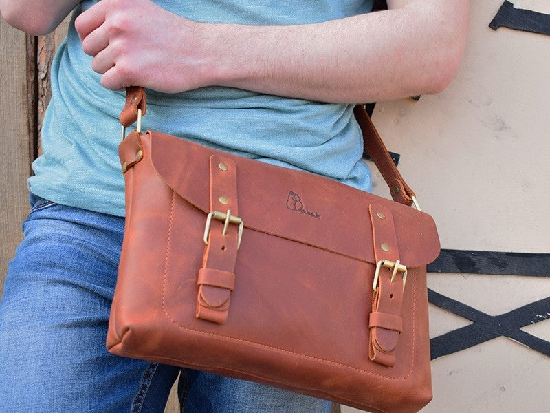 Leather Crossbody Bag Cognac