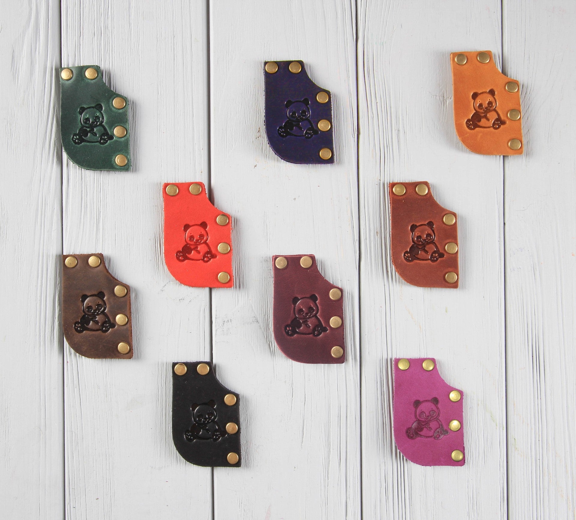 Leather bookmark Panda