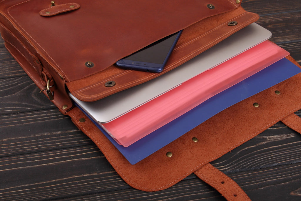 Folio Cognac Leather Briefcase