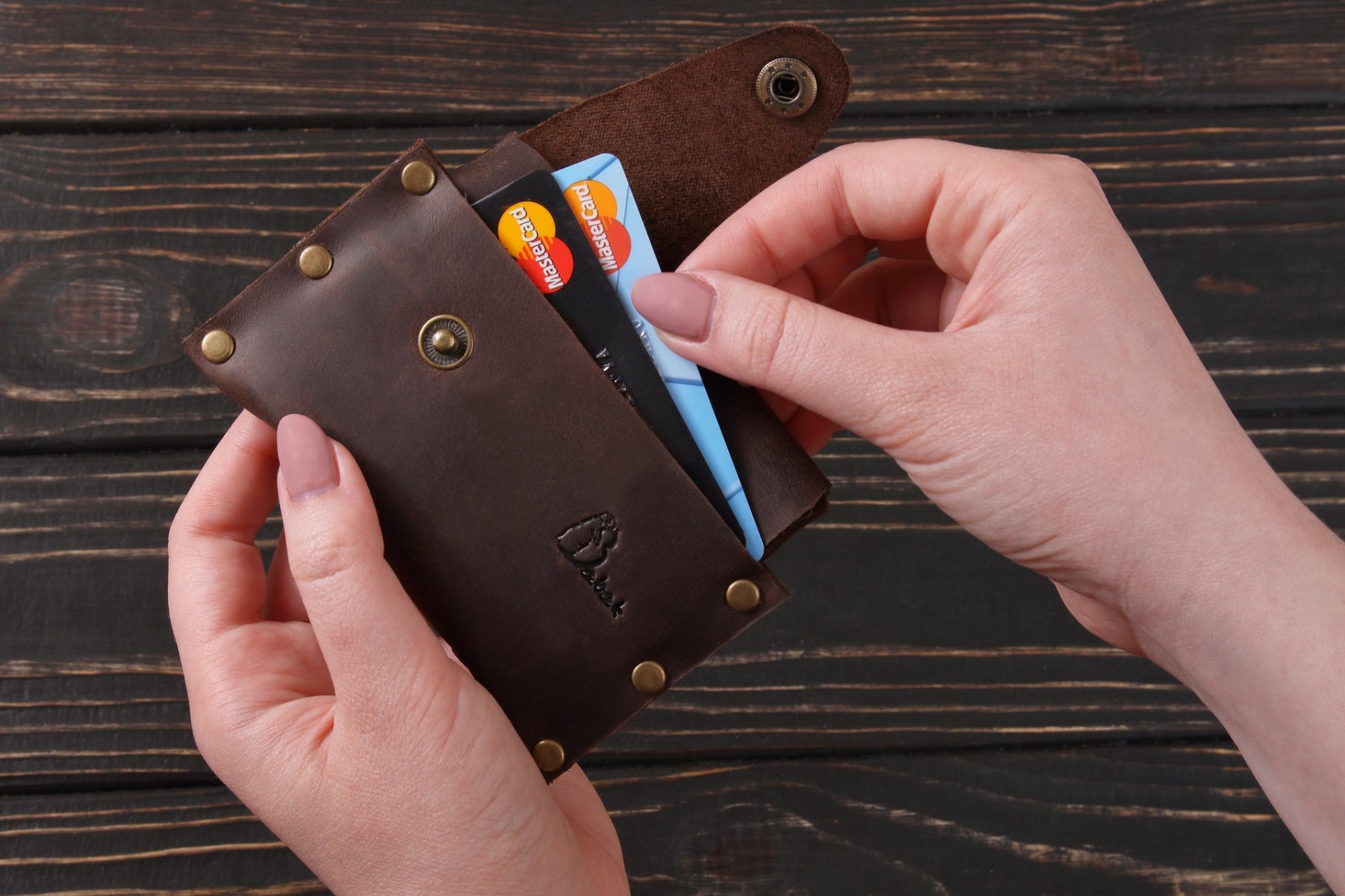 Leather cardholder Brown maxi