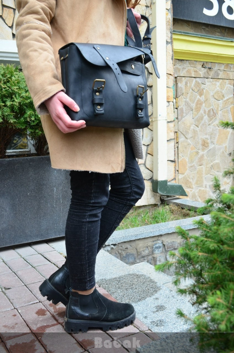 Leather Crossbody Bag Black