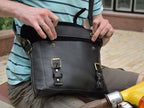 Leather Crossbody Bag Black-shine