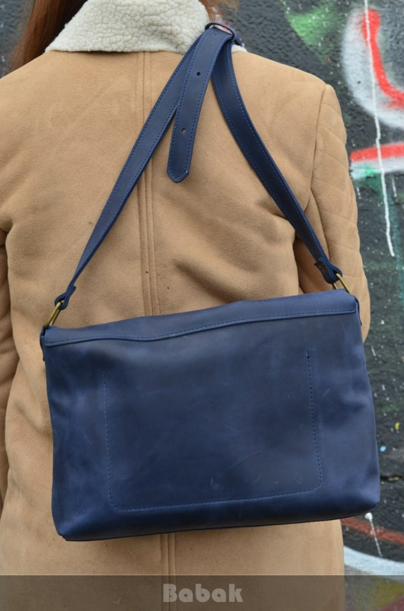 Leather Crossbody Bag Blue