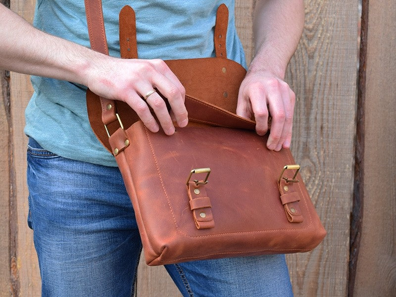 Leather Crossbody Bag Cognac