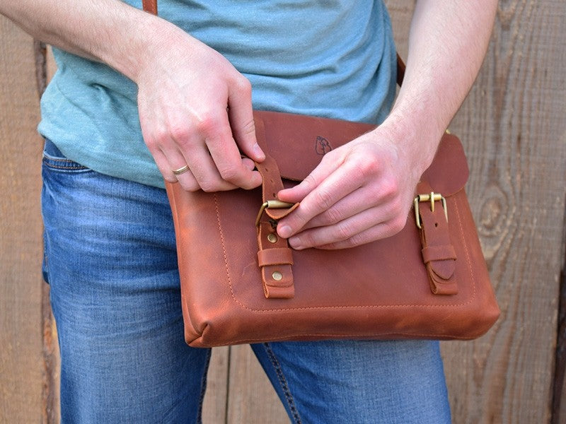 Leather Crossbody Bag Cognac