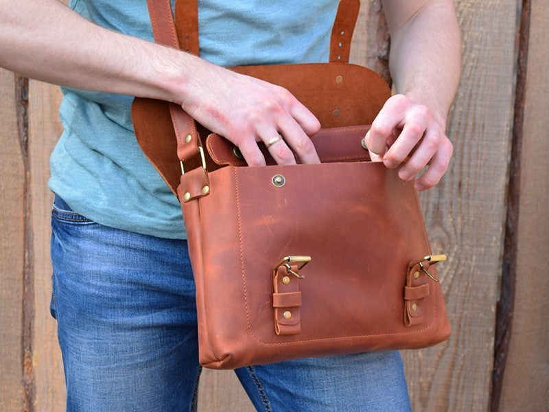 Leather Crossbody Bag Cognac
