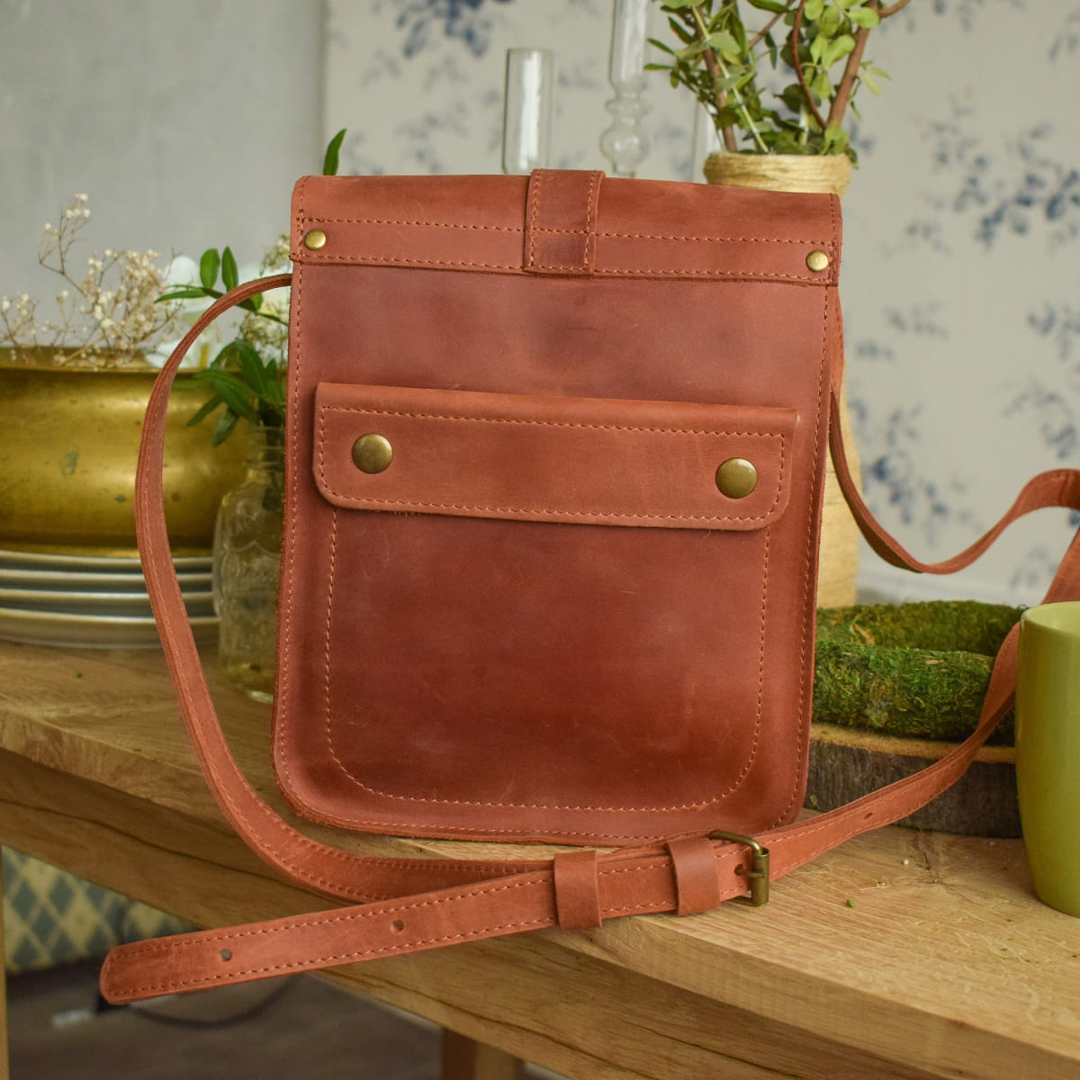 Weaver Cognac leather bag