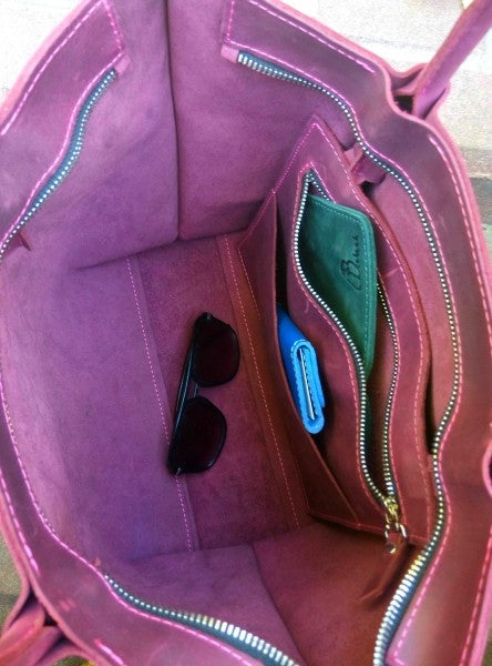 Leather Shopper bag Marsala