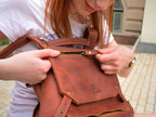 Leather backpack Trip Cognac