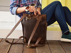 Leather backpack Carbine Brown