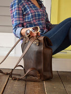 Leather backpack Carbine Brown