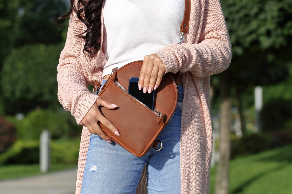 Leather Sling-Bag Cognac backpack