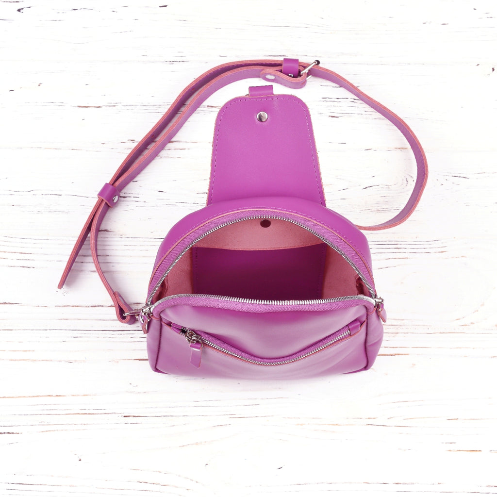 Leather backpack Sling-Bag Purple