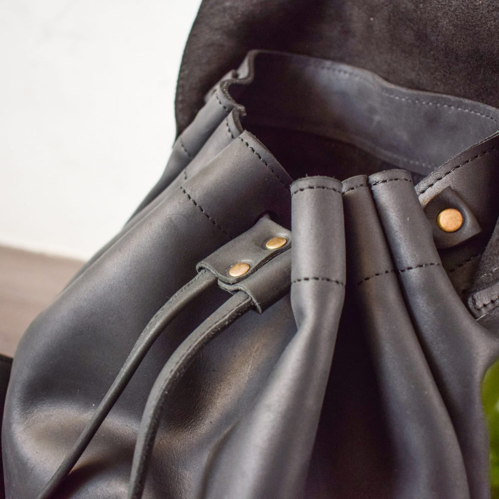 Leather backpack ROCK Black