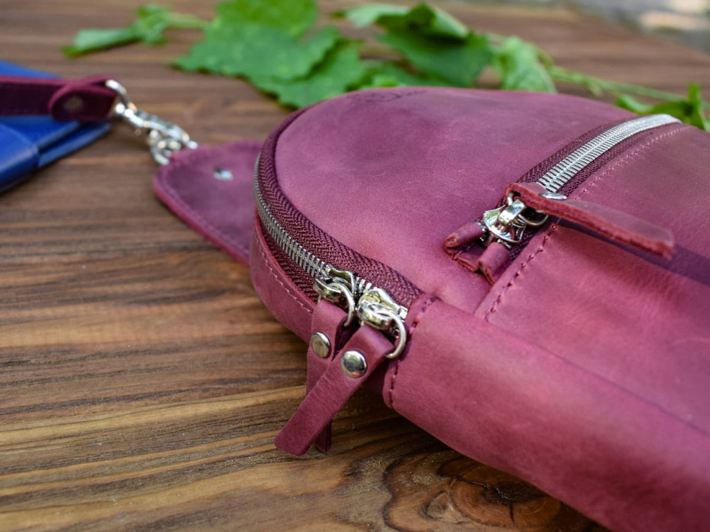 Leather backpack Sling-Bag Marsala